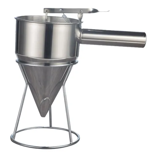 Stainless Steel Pancake Batter Dispenser Baking Cake Funnel Dispenser with Stable Rack for Takoyaki Ball Waffles