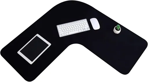 L Shaped Desk Mat Corner Mouse Pad Waterproof Large Rubber for Office Home Curved Keyboard Gaming Setup Computer Protection Supplies, 36.2 Inches(Black) Black