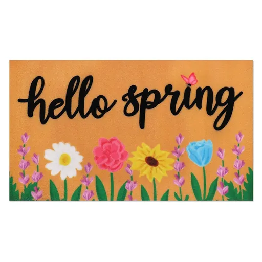 packingSpring Welcome Doormat Small Blue Flowers and Green Leaves Welcome Floor Mats Kitchen Indoor and Outdoor Decoration