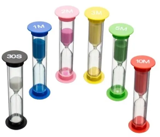 6 Pack Hourglass Timers 30 Seconds to 10 Minutes