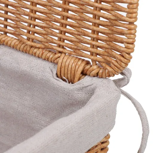 Light Brown Wicker Storage Basket with Lid and Handles, Large Home Organizer for Closet and Living Room