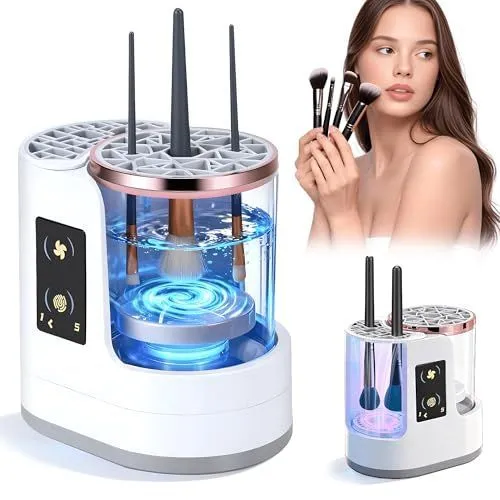 3 IN 1 Electric Makeup Brush Cleaner Machine with MakeupBrush Dryer - Auto Makeup Foundation, Contour, Eyeshadow, Blush Cleanser - 850 RPM Portable USB All Size Make up Brush Cleaner Washer and Dryer