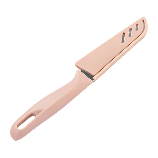 1 Piece Paring Knife, stainless steel fruit and vegetable peeling knife with ultra sharp blade, PP handle and protective cover, Pink, 4 inches