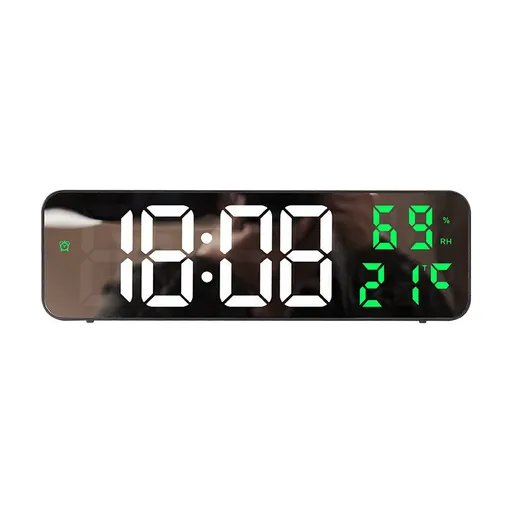 Digital Wall Clock with Adjustable Brightness Large LED Display Multi-Function Time Temperature Humidity Alarm Clock 2 Piece