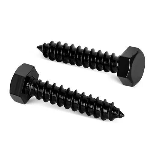 1/4" x 1" Stainless Steel Lag Screws Bolts, Heavy Duty External Hex Head Wood Screws, Black Finish, Full Thread, 25 PCS