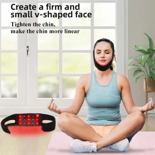 Breathable V-Line Chin Strap with 15 high-intensity Red-Light LEDs for Facial Firming & Skin Rejuvenation