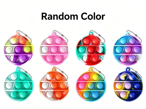 8pk 5cm Round Pop It Fidget Keychain