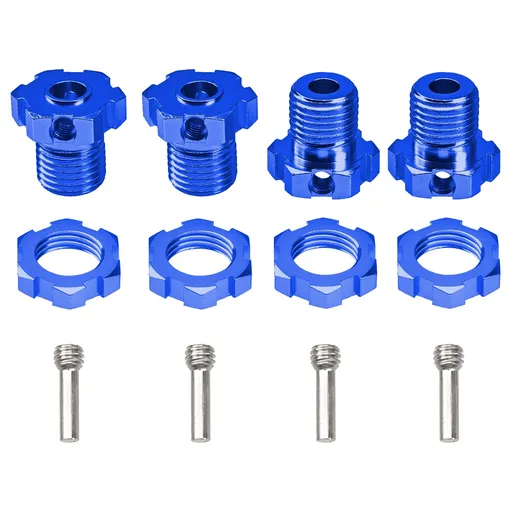 4Pack Aluminum 17mm Splined Wheel Hex Hub Nut Compatible with Easy to install and durable for long time use.(Blue)