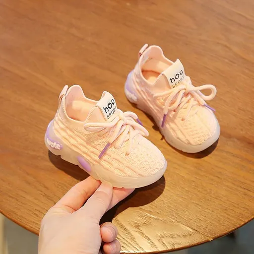 Baby Toddler Sneakers Mesh Knitted Soft Sole Pink 26 yards, 16.5cm long