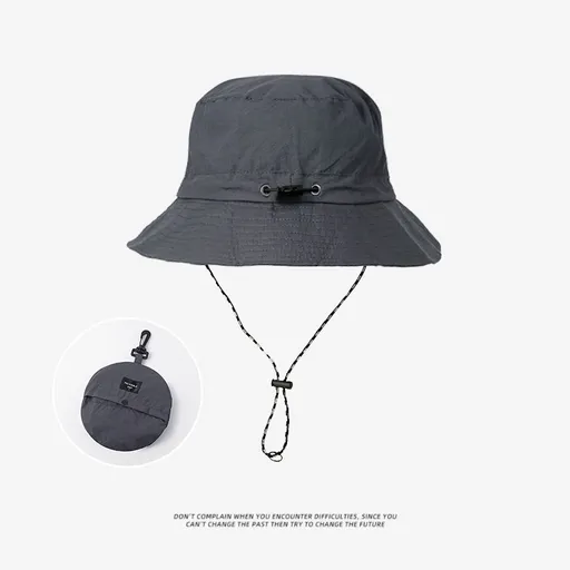 Grey 2pcs Waterproof Bucket Hat - Foldable Outdoor Sun Hat - 55-59cm - with Chinstrap