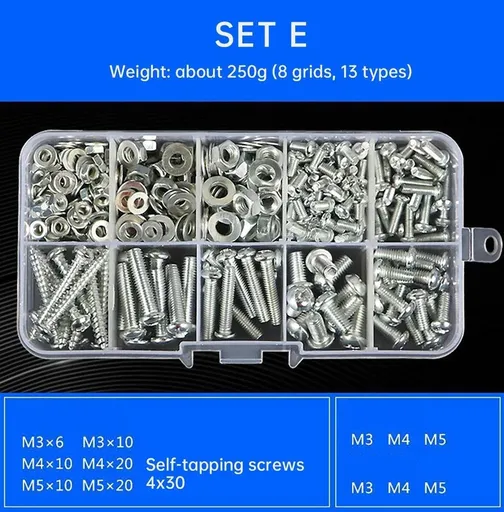 Household Self-tapping Screw Nut Gasket Box Set Multi-purpose Screw Assortment - E
