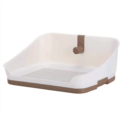 YES4PETS Medium Portable Dog Rabbit Potty Training Tray Pet Puppy Toilet Trays Loo Pad Mat With Wall Brown