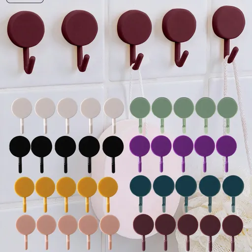12 Pcs Wall Hooks for Hanging, Circle Heavy Duty Hook, Self Adhesive Waterproof Transparent Towel Hooks, Adhesive Hooks for Bathroom Kitchen Home Wall Yellow