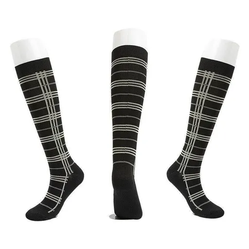 L/XL Size Compression Socks Unisex Adult Nursing Travel Stocking Sport - Black Lattice
