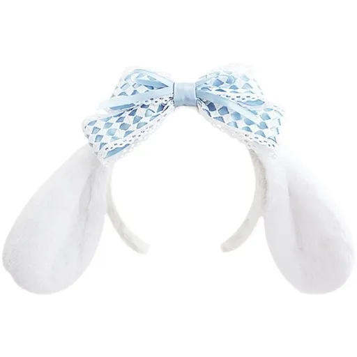 Bunny Ears Headband Furry Rabbit Puppy Dog Ears Headband Cute JK Bowknot Headwear for Facial Makeup Costume