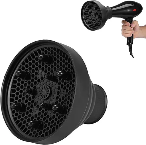Hair Diffuser,Collapsible Hair Diffuser Portable,Diffuser Attachment for Hair Dryer,Hair Diffuser for Curly Hair,Hair Dryer Diffuser Attachment for Curly and Wavy Hair,for Most Hair Dryers (Black)