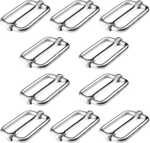 Adjtable Slide Buckle 1 Inch Triglide Slides Metal Webbing Slider For Strap Belt Backpack Handbag DIY (10 Pieces, Silver Color)
