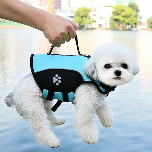Dog Life Jacket with Rescue Handle and Adjustable Straps, Reflective Pet Swimming Vest for Small Medium Large Dogs, Floatation Safety Coat for Pool Beach Lake Boating and Outdoor Water Play (S, SkyBlue)