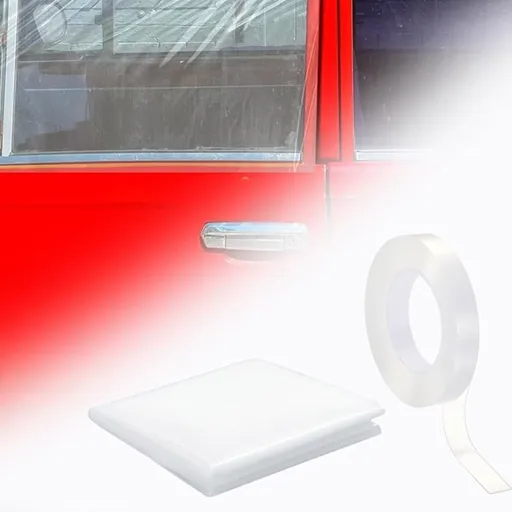 31.5 X 47.24 Inches Broken Window Cover with Nano Double-Sided Tape, Pre-Cut Transparent PVC Car Window Covering Film