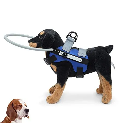 Blind Dog Ring,Adjustable Blind Dog Harness,Blind Dog Bumper to Protect Cats and Dogs with Blindness, Blurred Vision, Sick Eyes from Collision, S (Blue)