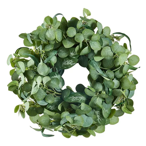 Artificial Decorative Wreath 66.04cm Green Eucalyptus Leaf Wreath with Berries Thorny Stems Year Round Faux Wreath for Indoor Outdoor Home Wall Window Festival Decor