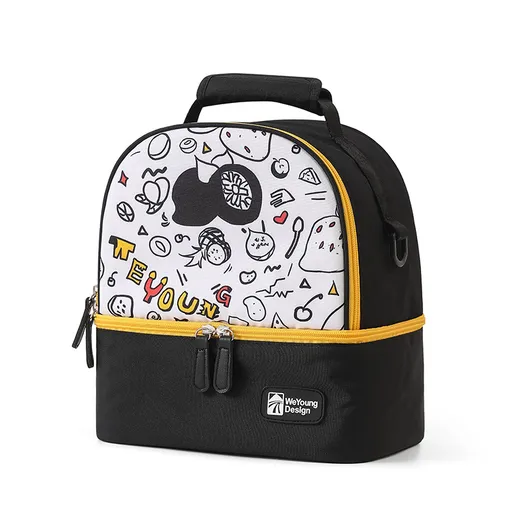 Versatile Insulated Breast Milk Cooler & Lunch Backpack - Waterproof, Multi-Carry Options(Black print)