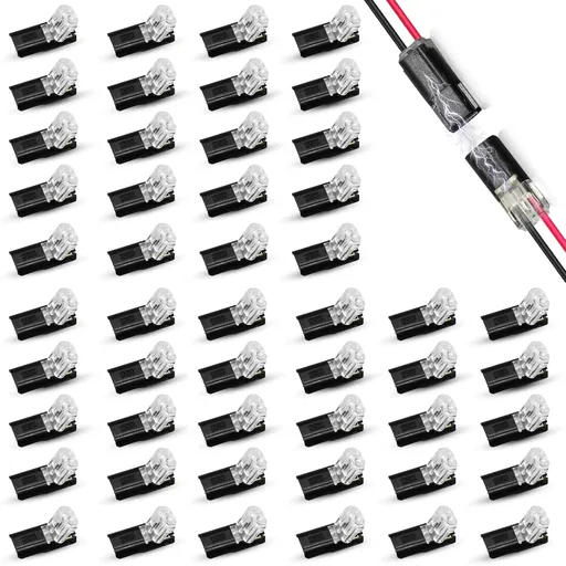 50 Pack Wire Connectors, Low Voltage 2 Pin Quick Splice Wire Connectors, Solderless Wire Splice Connector for 12V Landscape Lighting, LED Light Strips, and Home Wiring Projects