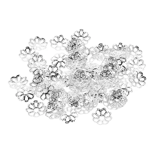 600Pcs Metal Bead Caps Silver for Diy Jewelry Projects