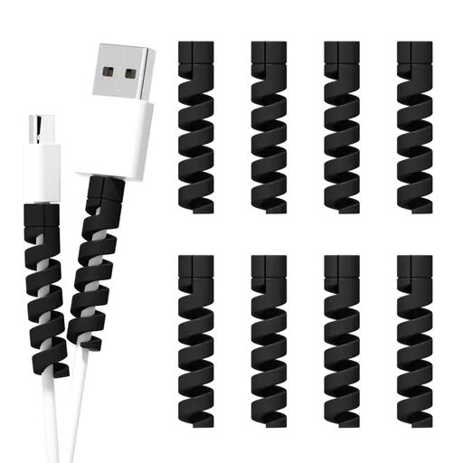 Cable Protector Silicone Flexible Spiral Wire Saver 10 Piece Compatible with iPhone Charger Cords Computers Laptops Headphones