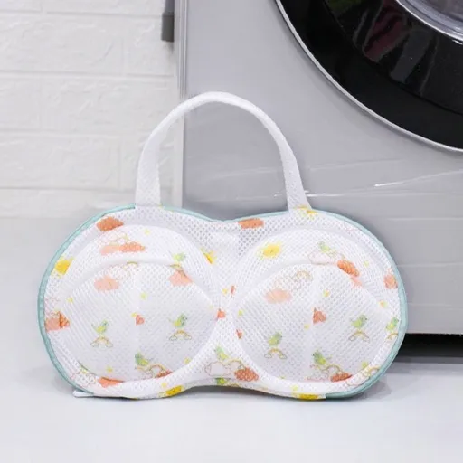 3D Support Bra Laundry Bag, Thick Mesh Bra Wash Bag with Zipper & Handle, Anti-Deformation Bra Protector for Washing Machine - Assorted Colors