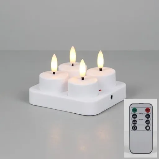 4 Rechargeable LED Heat Lights with Remote and Timer, Compatible with Oral-B and Philips, Includes Charging Station