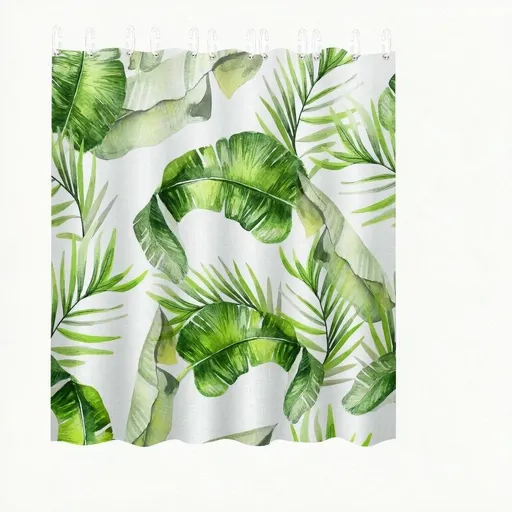 Boho Floral Shower Curtain for Bathroom, Chic Modern Abstract Home Bathroom Decor, Vintage Bohemia Style (72 x 72, Tropical Leave