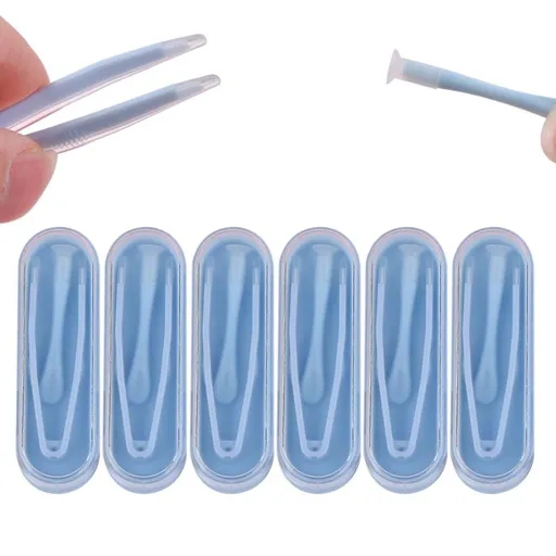 6 Pack Contact Lens Tool Kit Tweezers Inserter Remover Travel Case Set - Blue