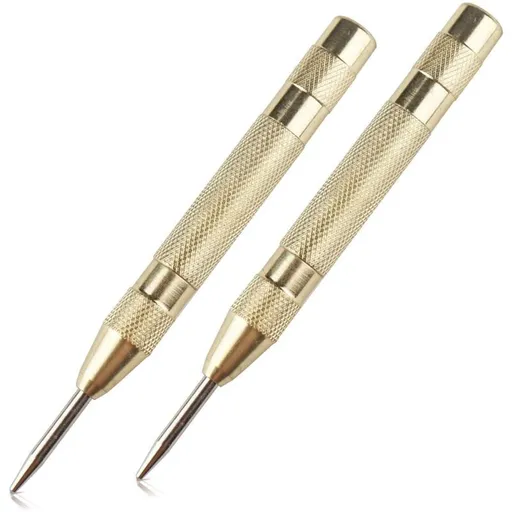 2 Pcs 4 InAutomatic Center Pins Yellow Wood Glass, Robust Steel Auto Marking Tool for Metal