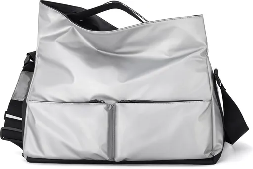 Silver Large Capacity Waterproof Tote Bag - Convertible Crossbody Messenger for Gym, Travel & Work