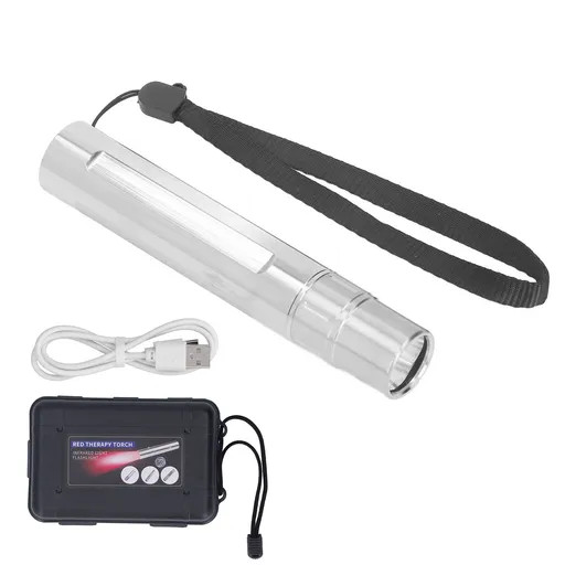 Infared Light Therapy Flashlight 630nm 660nm 850nm Stainless Steel LED Infrared Light with Sling for Ankle