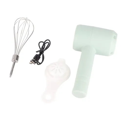 Electric Hand Mixer Automatic USB Rechargeable Portable Cordless Handheld Mixer for Baking Cake Egg Cream Light Cyan