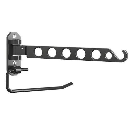 Wall Mounted Clothes Hanger with Swing Arm, Small Drying Rack with 6 Holes, 180° Rotation and 90° Folding, Safe and Sturdy Hanging