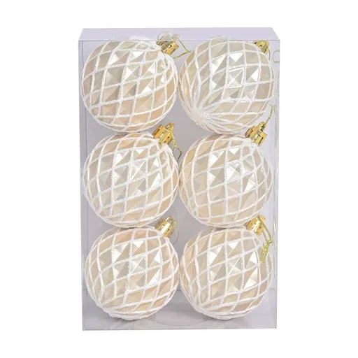 6 Piece Large Shatterproof Christmas Ball Ornaments 2.36 Inch Glitter Diamond Decorations Red