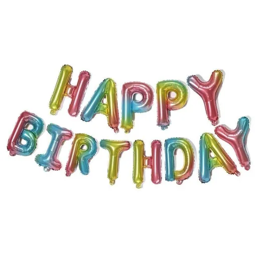 40Cm 3D Happy Birthday Letters Balloons Inflating Foil Banner Bunting Celebrate - Multicolour 2