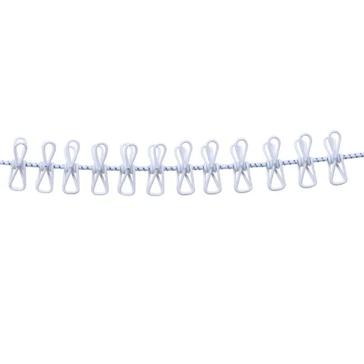 Portable Lightweight Elastic Clothes Drying Line with Hooks, Easy to Install for Indoor and Outdoor Laundry Use