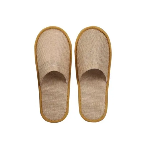 50 Pairs SPA Hotel Guest Slippers Closed Toe Disposable Terry Style Linen - Khaki