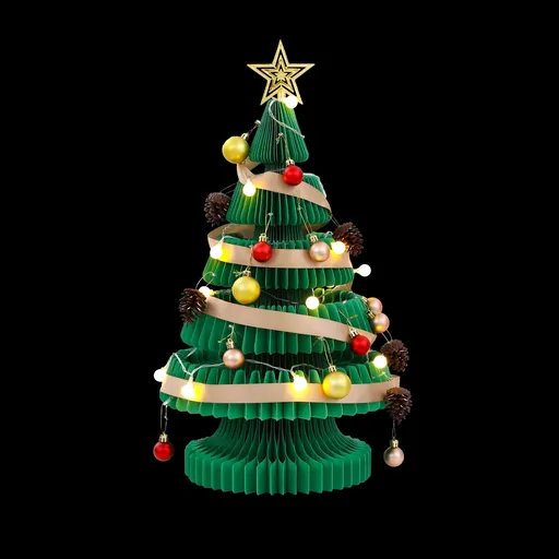 Jingle Jollys 3D Honeycomb Paper Christmas Tree Kit For Home Office Cafe Outdoor