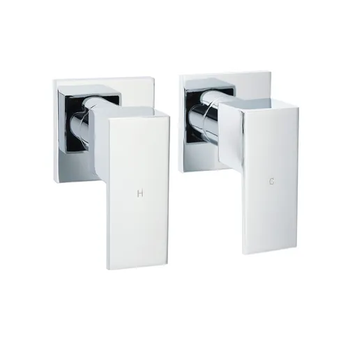 Watermark Chrome Square 1/4 Turn Wall Twin Taps Brass For Shower Head Vanity Basin Spout