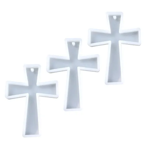 Epoxy Resin Molds Silicone Cross Shaped for Crafting 3Pcs 2.75X2.12X0.28In