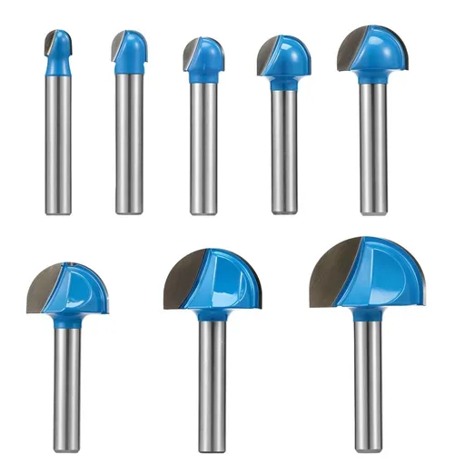 1/4 Inch Shank Round Nose Router Bit Set, 8 Pcs Core Box Router Bits for Woodworking, Cove Box Groove Cutting Tools (1/4" to 1" Cutting Dia)