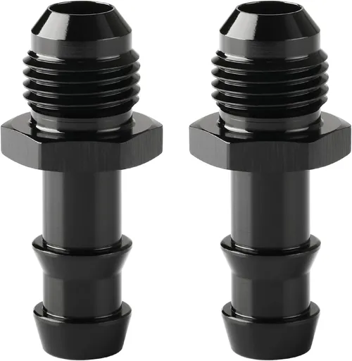 6AN Male Flare to 3/8 Hose Barb Straight Fitting Adapter Aluminum Black 2PCS