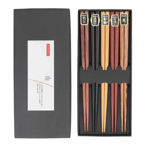 Chopsticks Set 5 Different Colors Natural Wood Antislip Design Feel Comfortable Chopsticks ReusableFour Corner Chopsticks