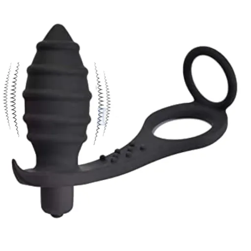 House Of Dasein Anal Vibrator Cock Ring Testicle Male Prostate Massager - Black - Model G