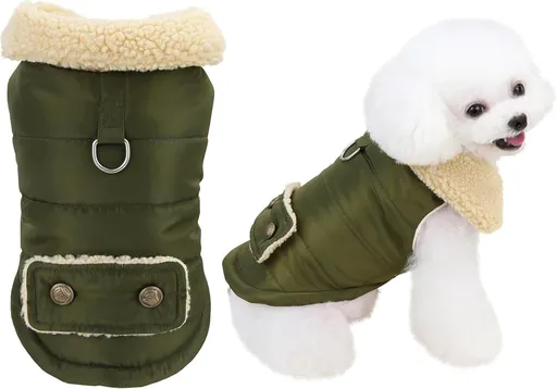 Dog Coat - Extreme Cold Weather Coat - Winter Dog Coat - Warm Dog Coat - Windproof Dog Coat - Velvet Dog Coat - Thick Winter Clothing - Fur Collar - Perfect for Dogs - Size XXL - Green